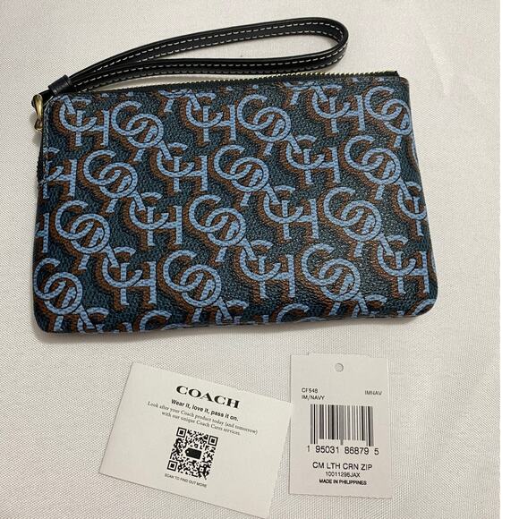 Coach Backpack + Wristlet Set – All Blue Signature Logo – Matching Pair - Picture 8 of 14